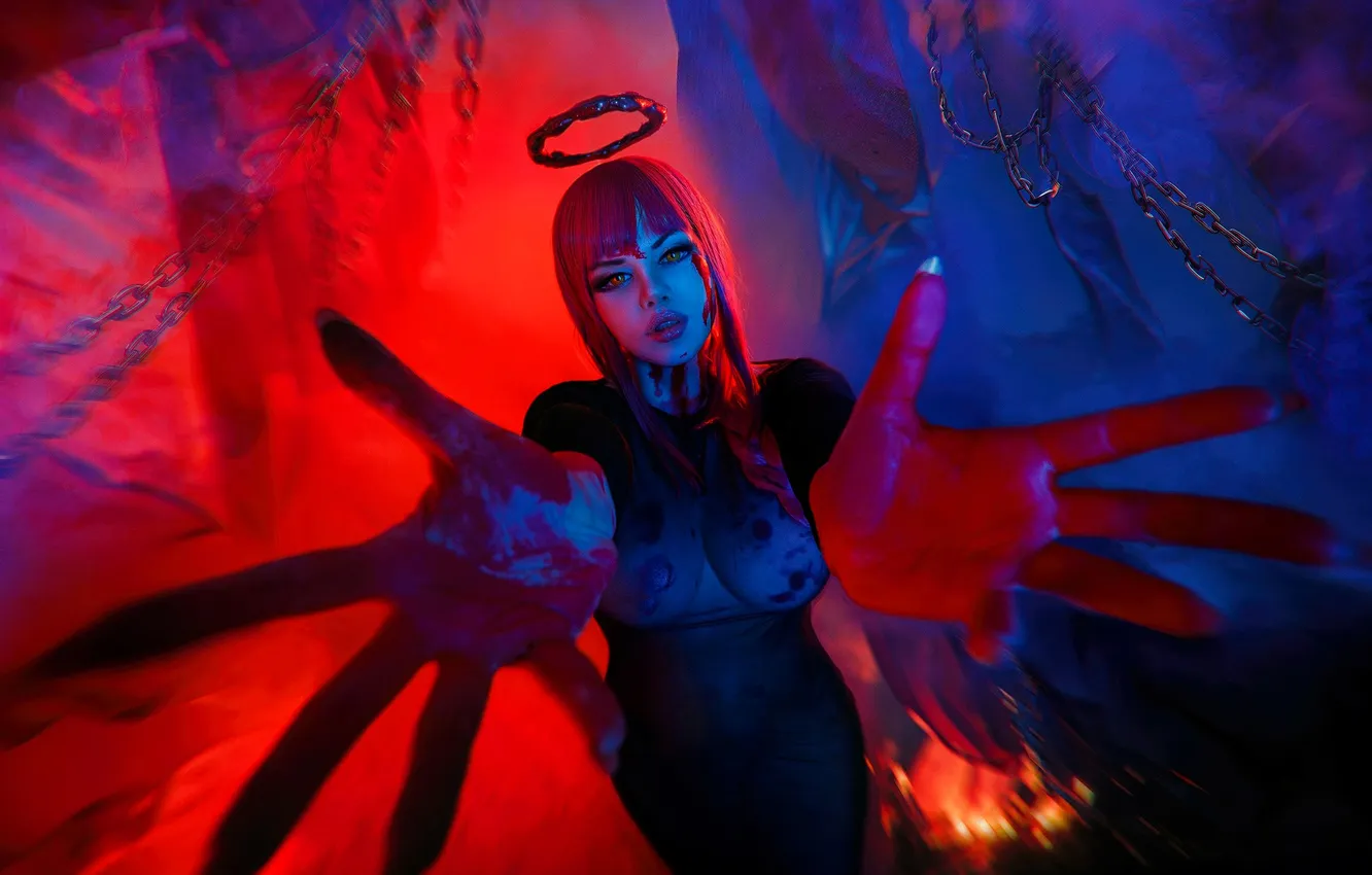 Photo wallpaper girl, hands, halo, cosplay, Alice Arefieva
