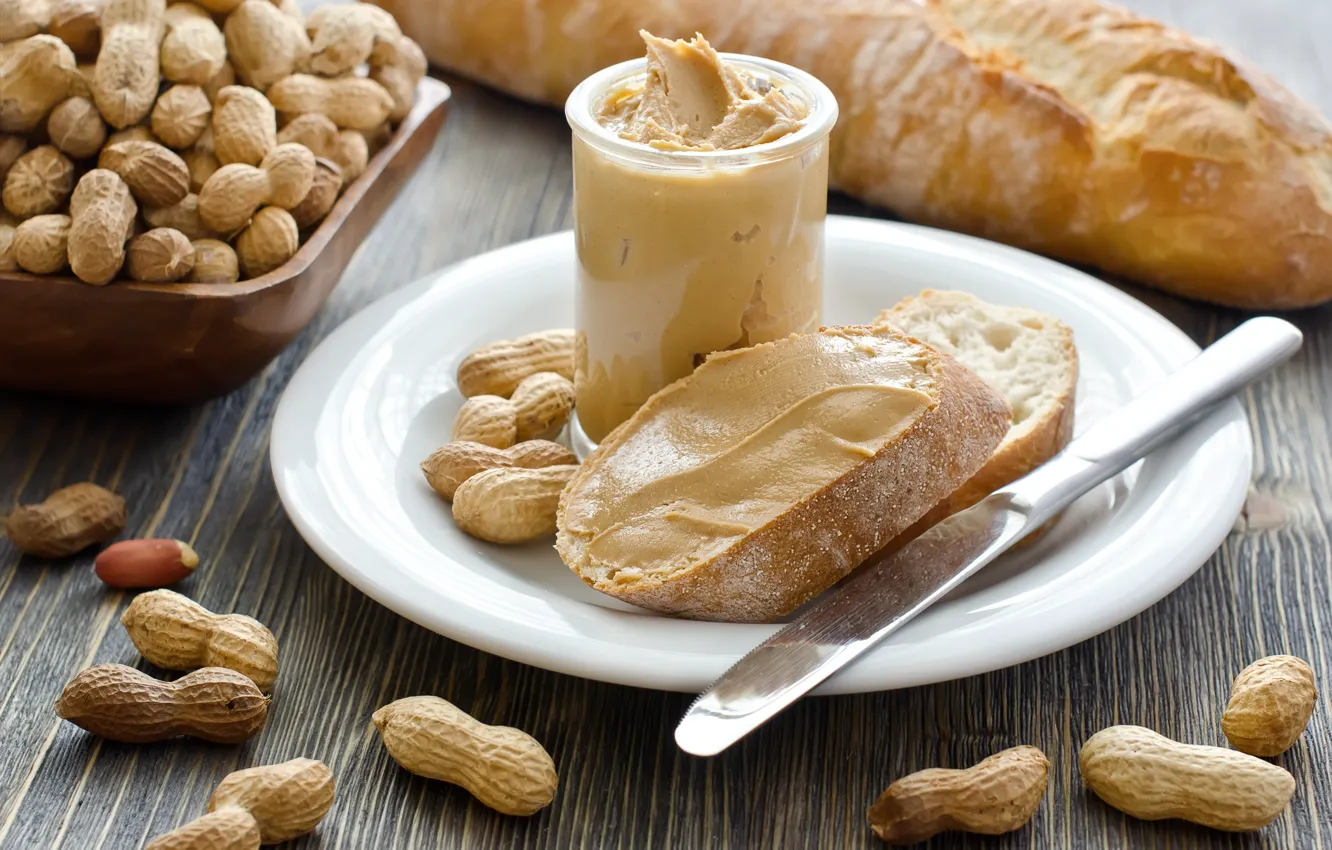 Photo wallpaper oil, bread, peanuts, pasta