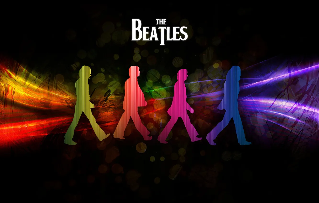 Photo wallpaper rainbow, group, silhouette, the Beatles