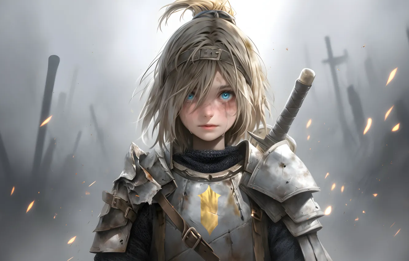 Photo wallpaper girls, people, drawings, costumes, neural network, Large format