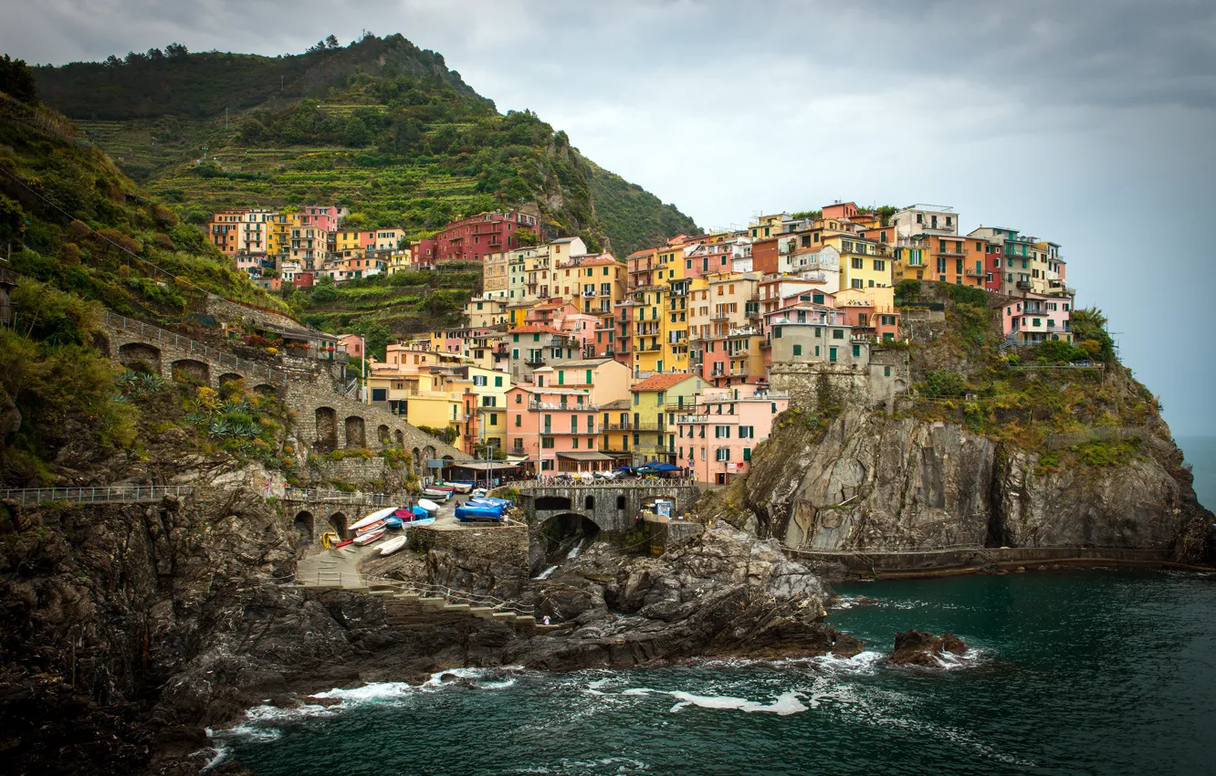 Photo wallpaper Italy, Italy, Manarola, Liguria, The province of la Spezia, The national Park of Cinque Terre, …
