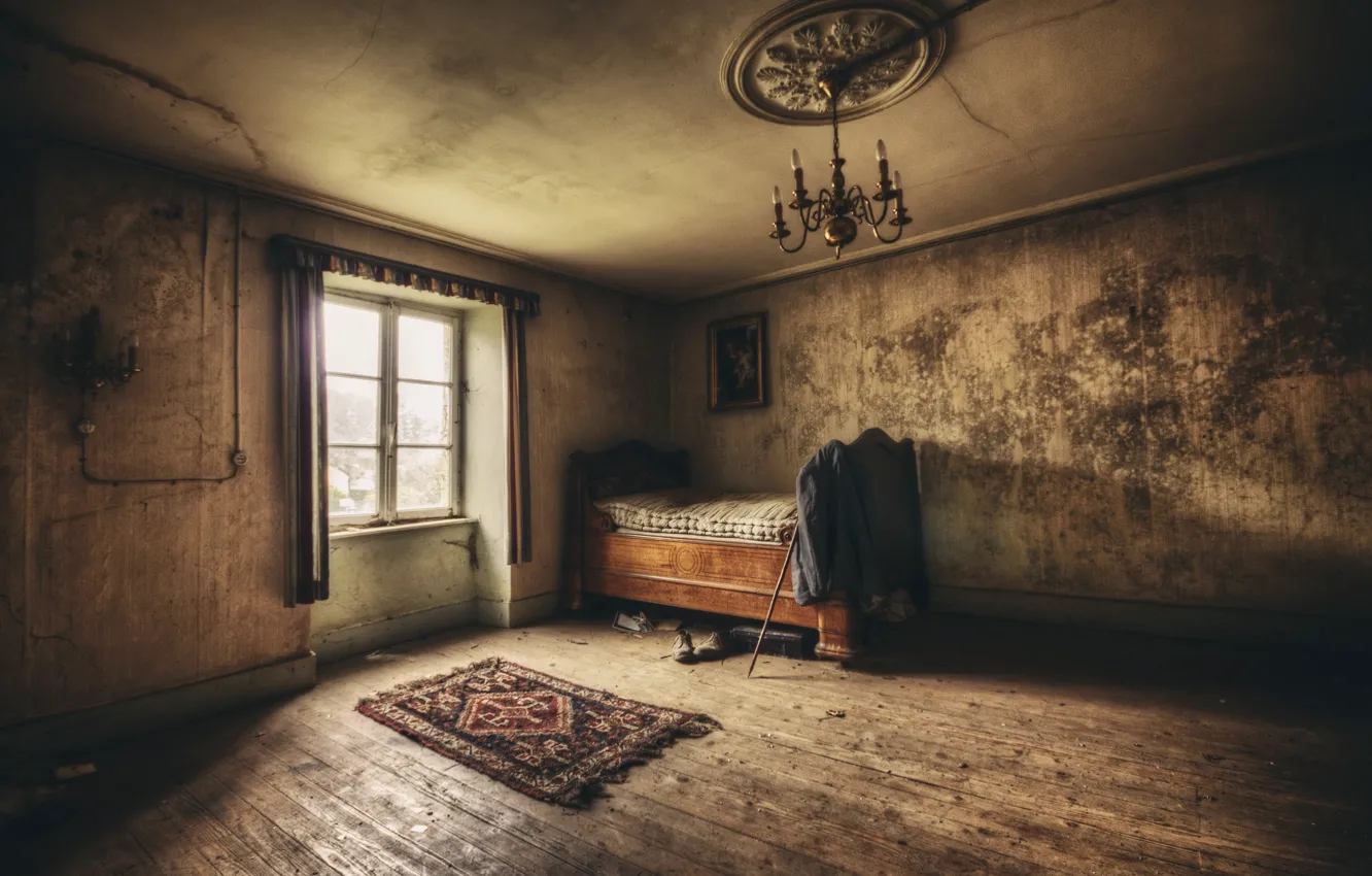 Photo wallpaper room, bed, window