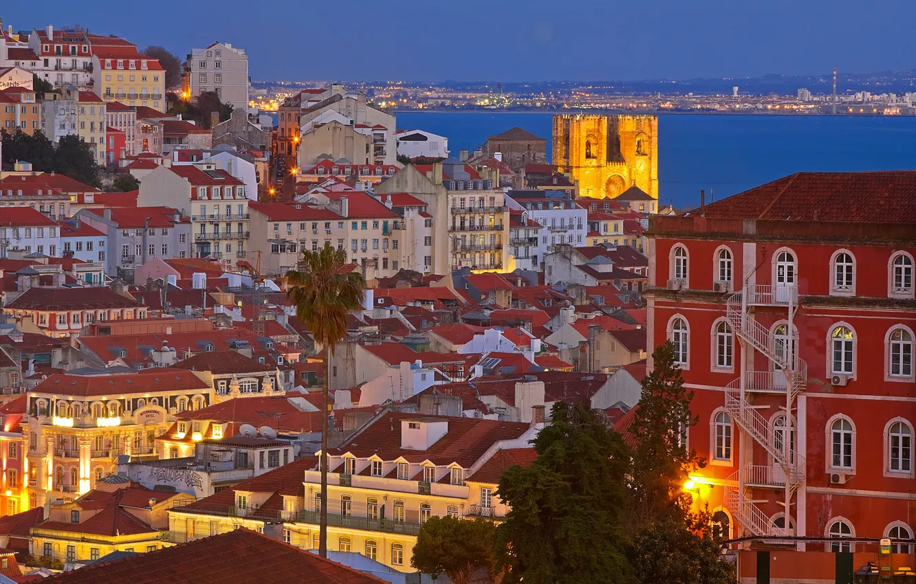 Photo wallpaper sea, home, Portugal, Lisbon, Alfama