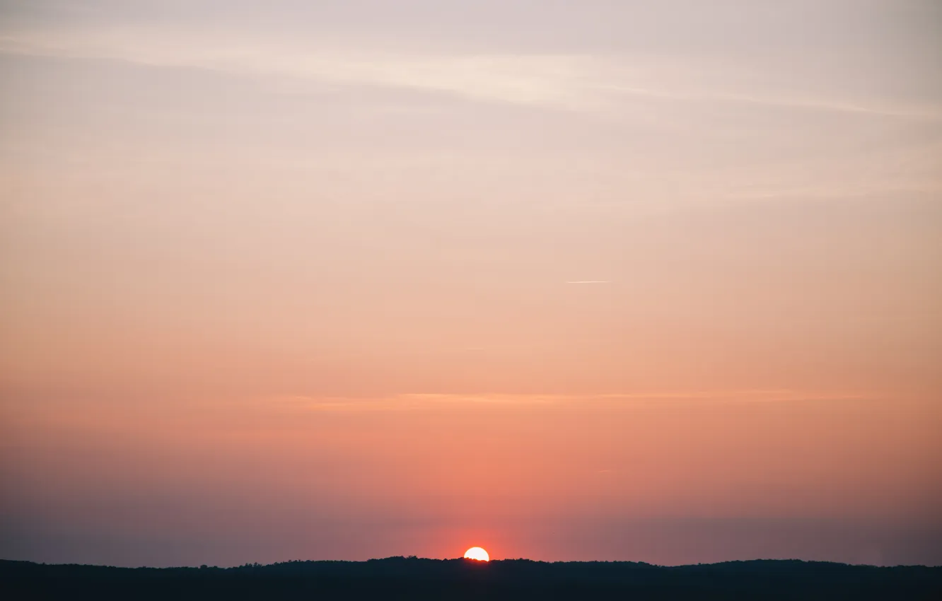 Photo wallpaper the sky, the sun, clouds, landscape, nature, sunrise, dawn, morning