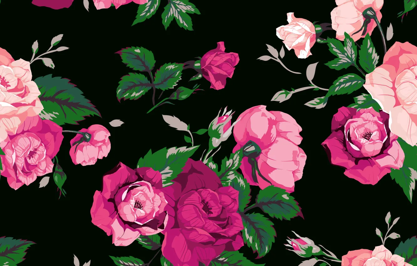 Photo wallpaper flowers, background, roses, texture, rose, print, pattern, floral