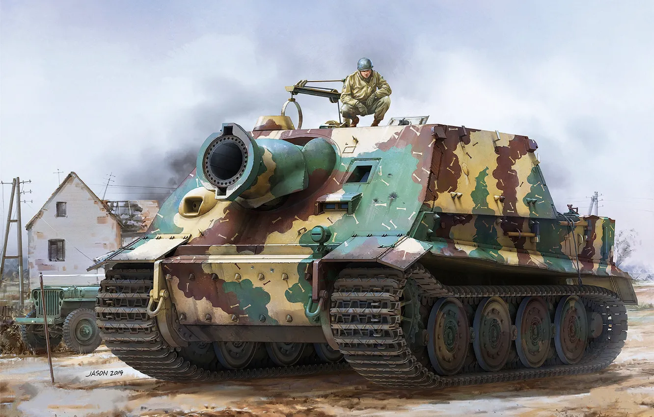 Photo wallpaper SAU, 38 cm RW61 on assault mortar Tiger, Shturmtigr, Storm Panzer VI, Storm tiger, German …