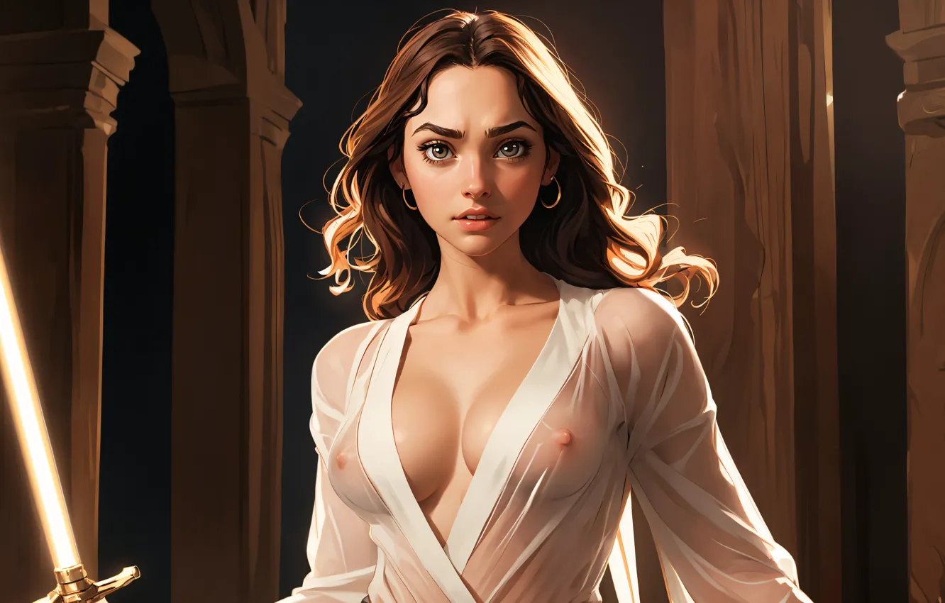 Photo wallpaper Wonder Woman, Curvy, nipples, boobs, jedi, DC Comics, Big boobs, jedi knight