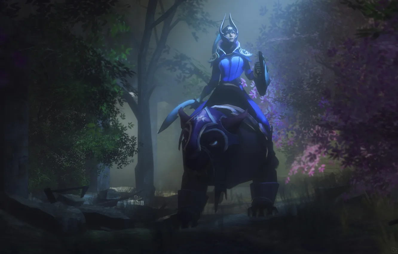 Photo wallpaper cat, look, girl, night, blue, pose, background, the moon