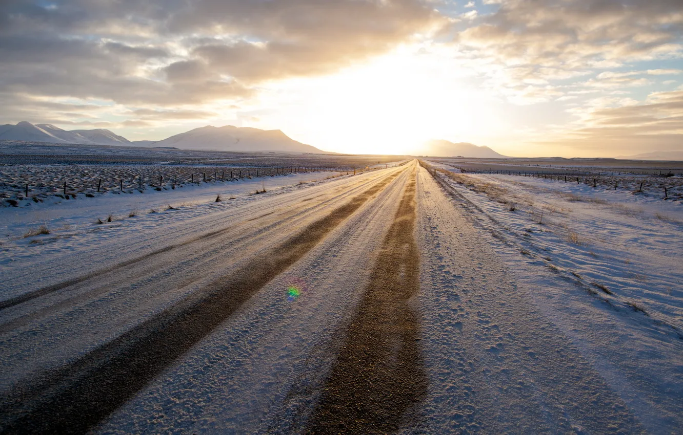 Photo wallpaper road, field, landscape