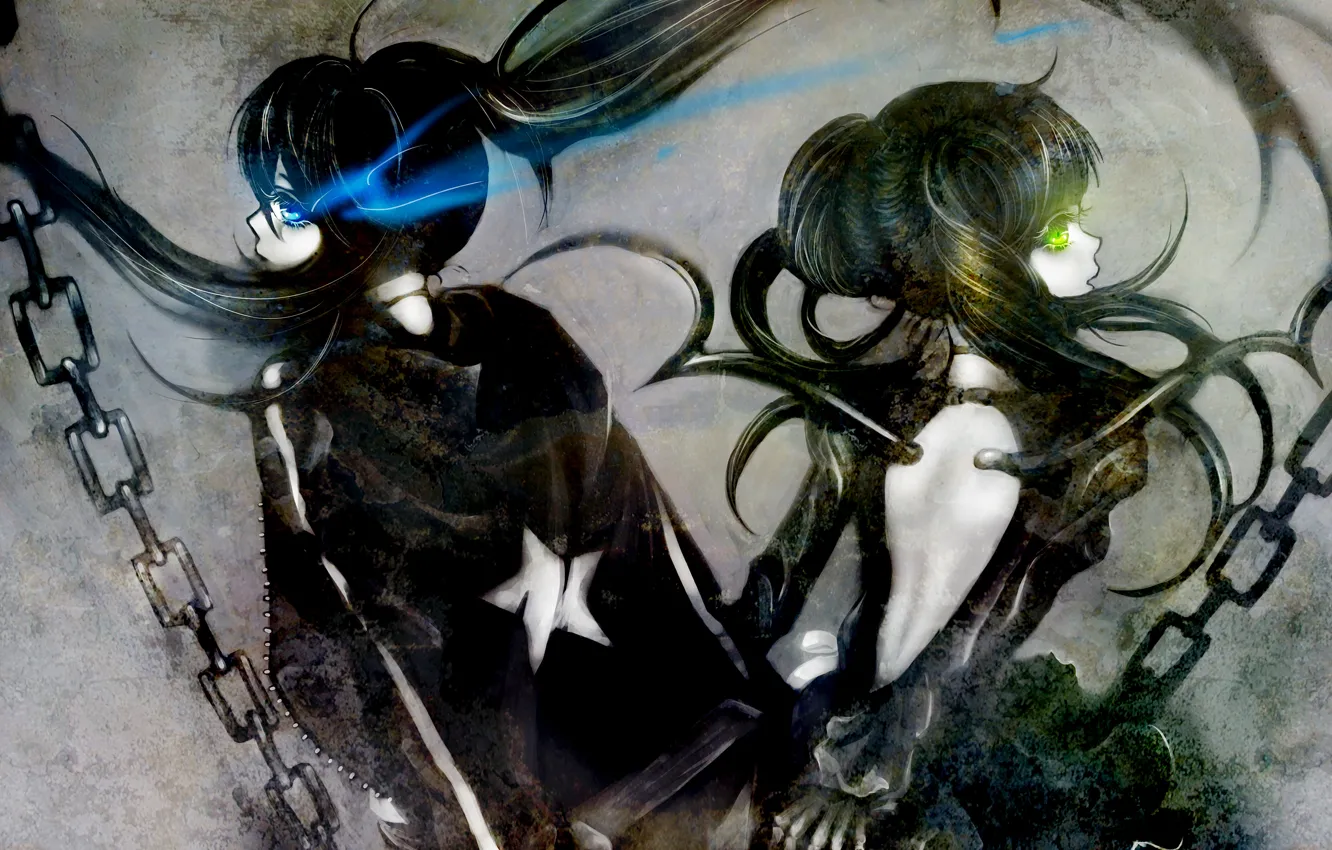 Photo wallpaper girls, chain, Black Rock Shooter, long hair, Dead Master, Mato Kuroi