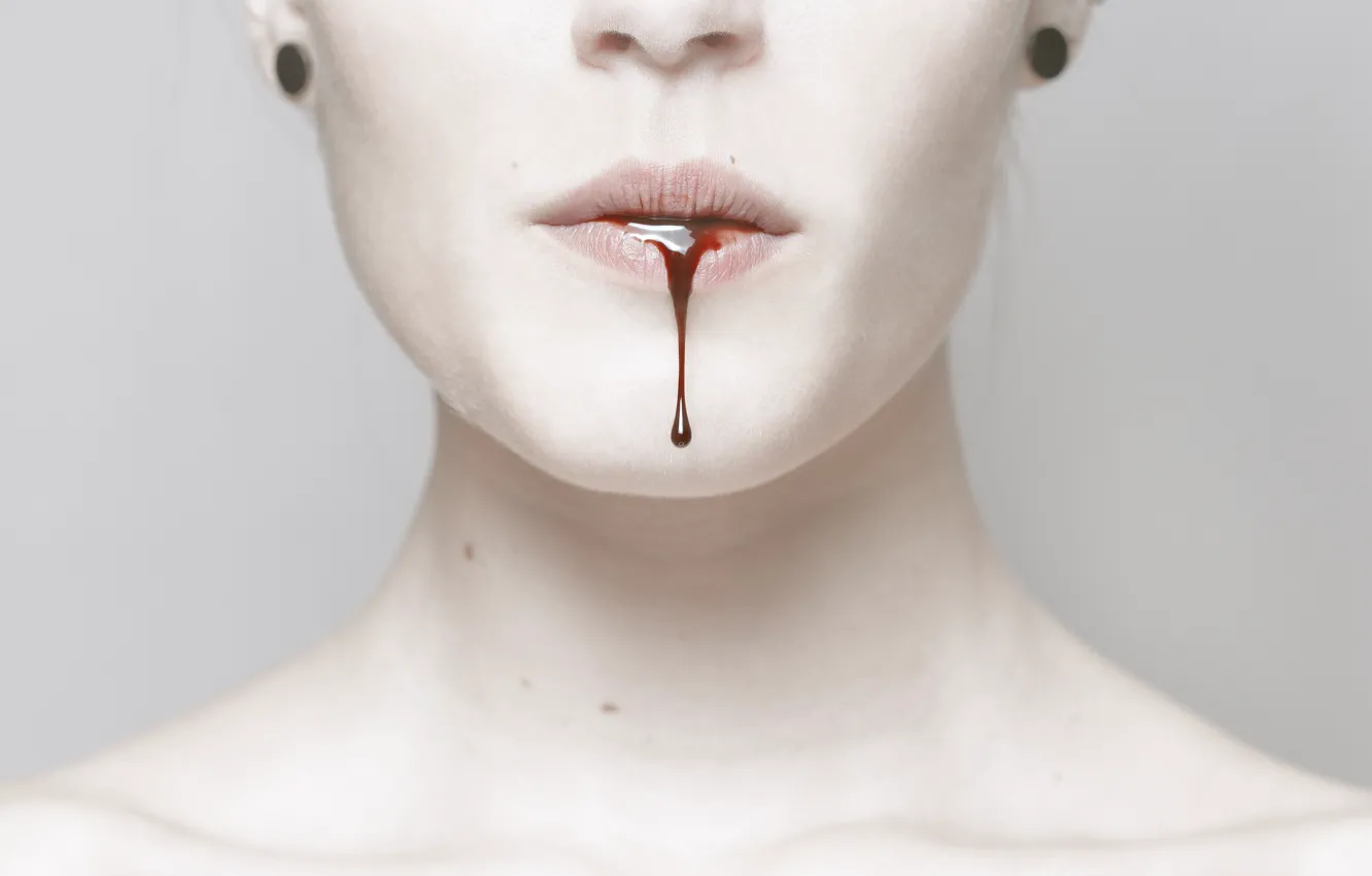 Photo wallpaper girl, blood, François Vendiol, Drool, livid, pale, dripping