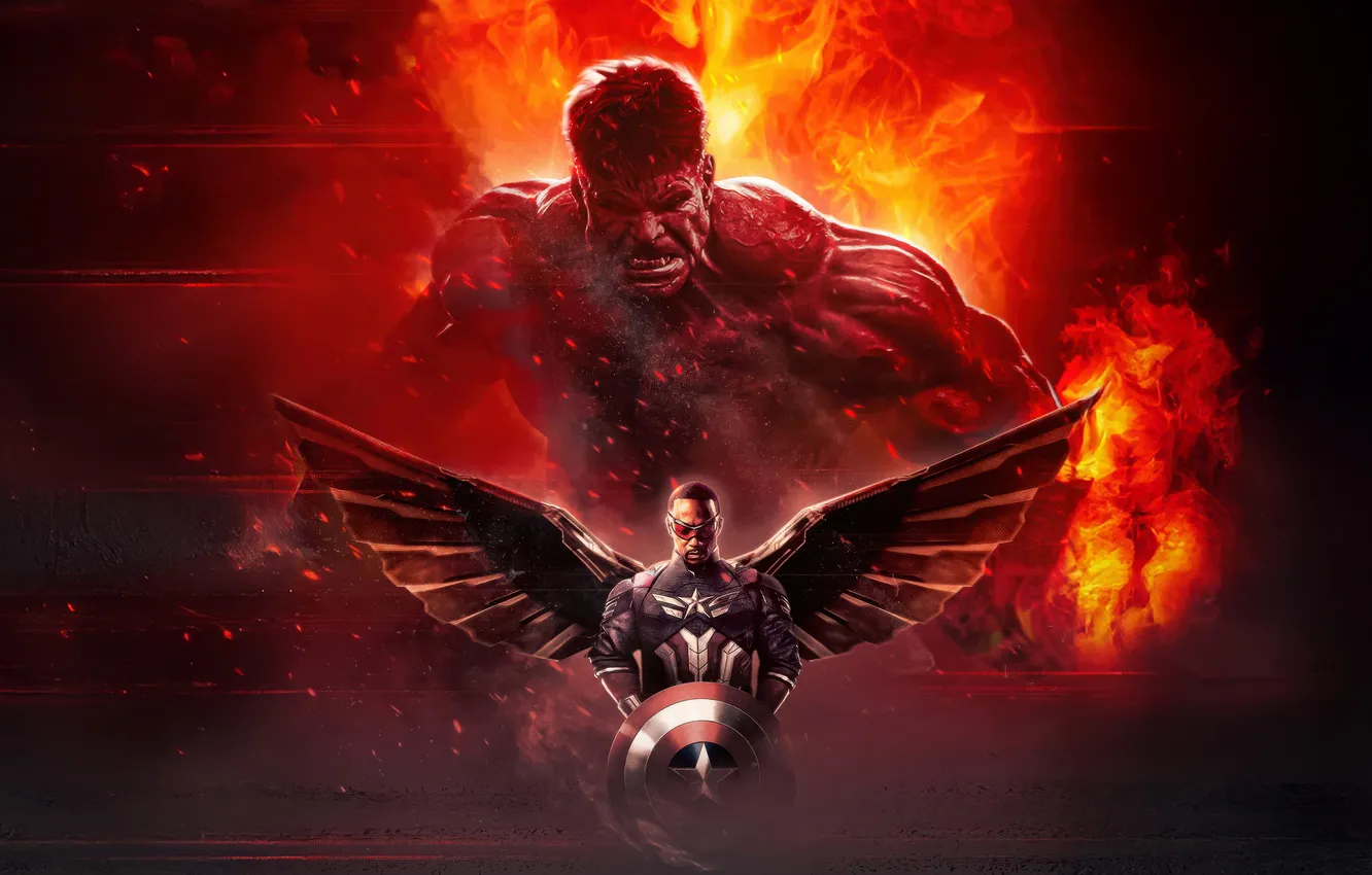 Photo wallpaper fiction, wings, glasses, costume, shield, poster, Marvel, comic