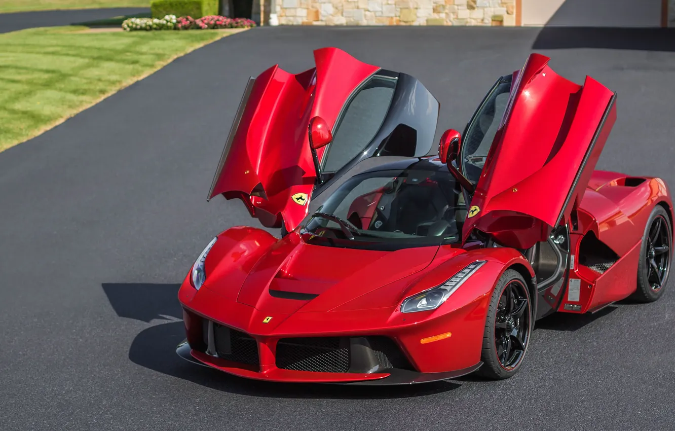 Photo wallpaper red, Ferrari, sports car, Ferrari LaFerrari, LaFerrari