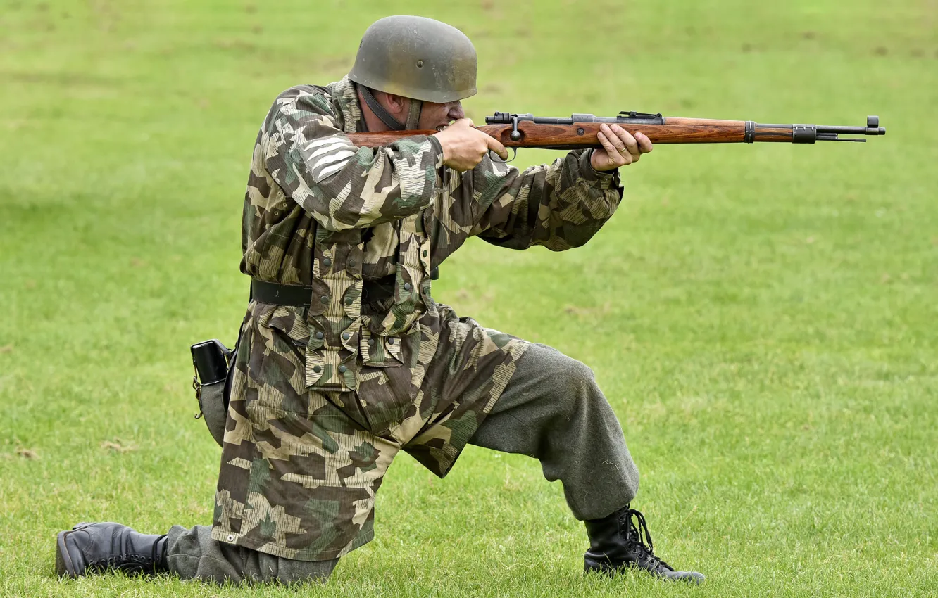 Photo wallpaper soldiers, rifle, the Germans, military reconstruction, Kar.98k