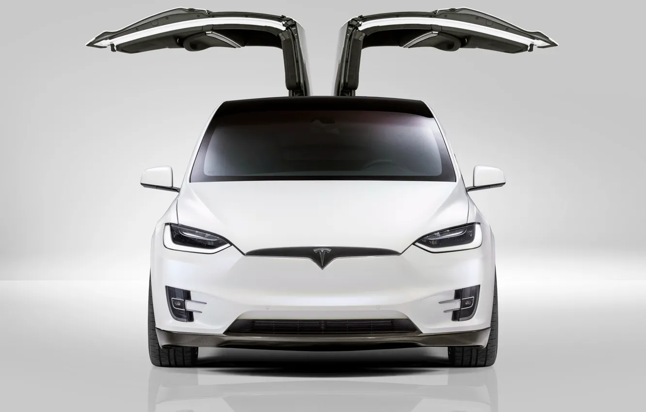 Photo wallpaper front view, Tesla, Model X, Novitec, 2017
