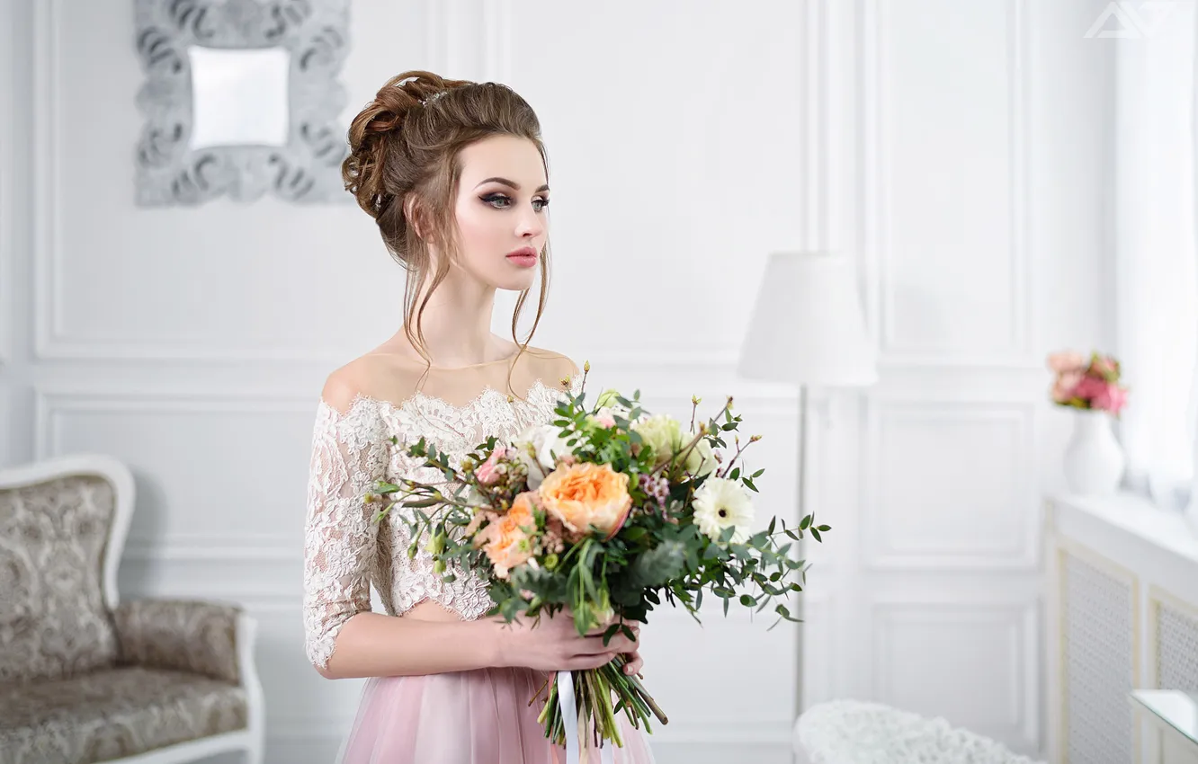 Photo wallpaper model, bouquet, Alexander Yushkevich, The Angel