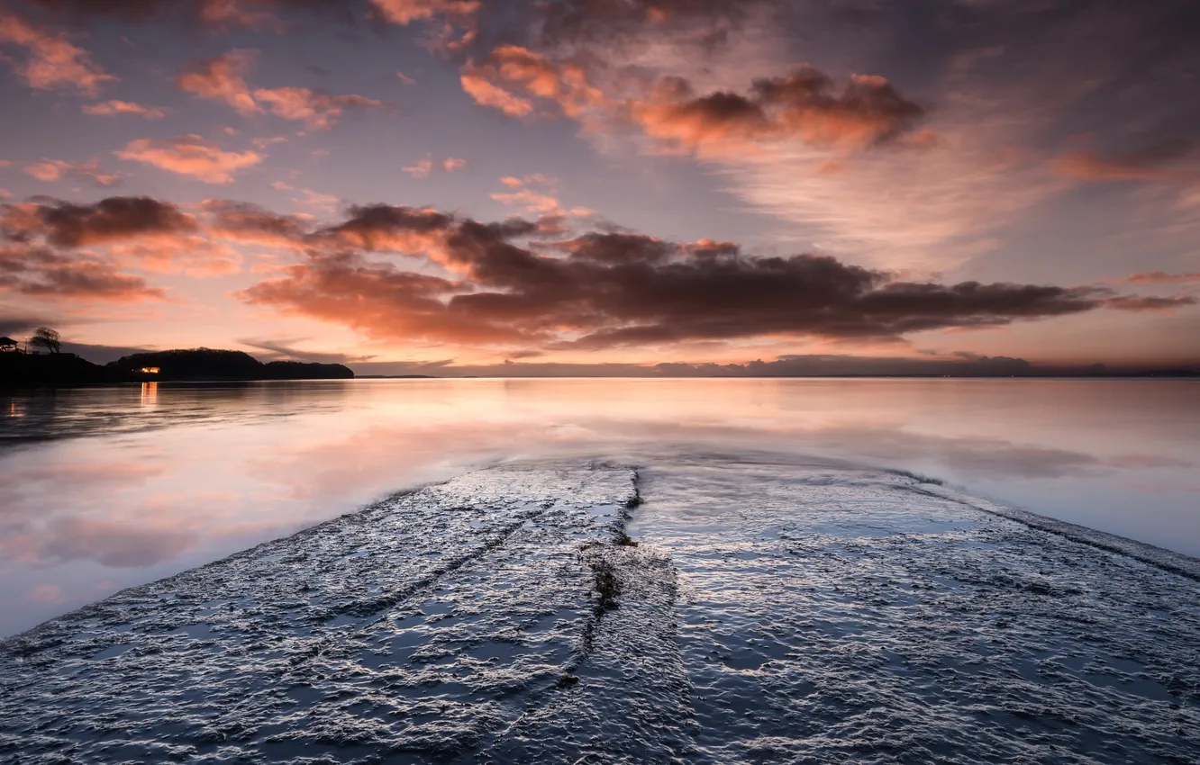 Photo wallpaper sea, sunset, shore