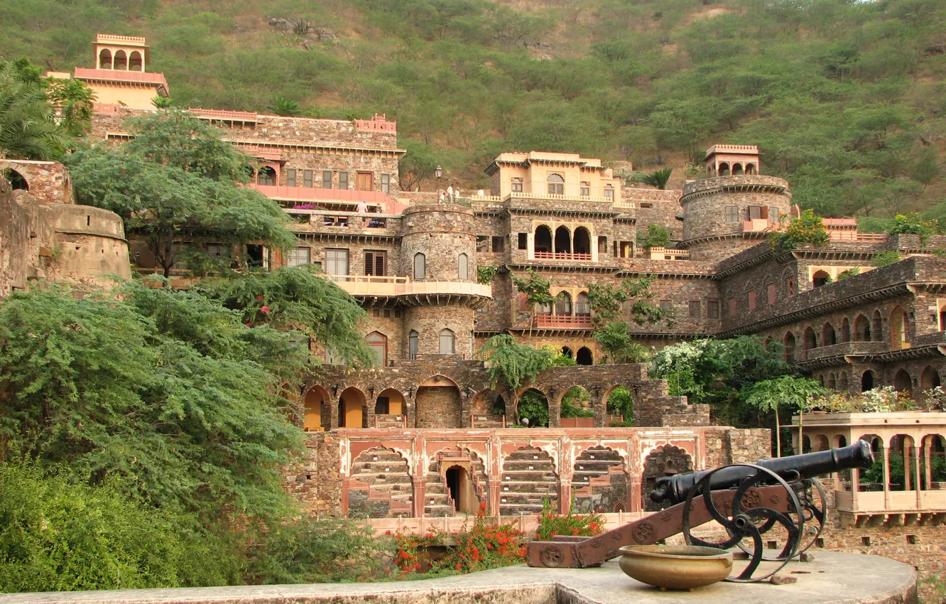 Photo wallpaper India, gun, fortress, Palace, Neemrana Fort