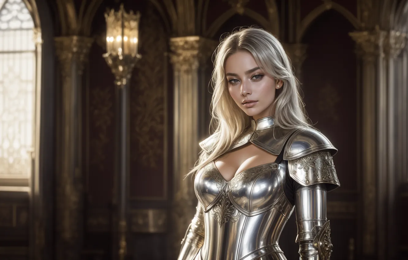 Photo wallpaper wallpaper, girl, fantasy, castle, picture, knight