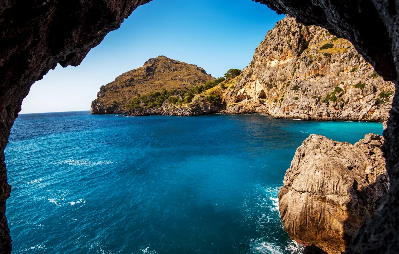 Photo wallpaper sea, rocks, arch, the grotto