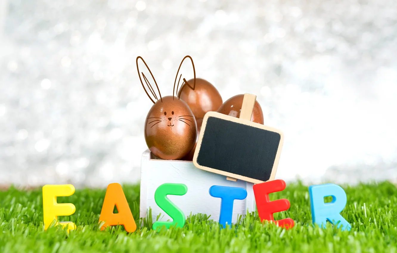 Photo wallpaper letters, eggs, spring, Easter, Board, weed, Holiday