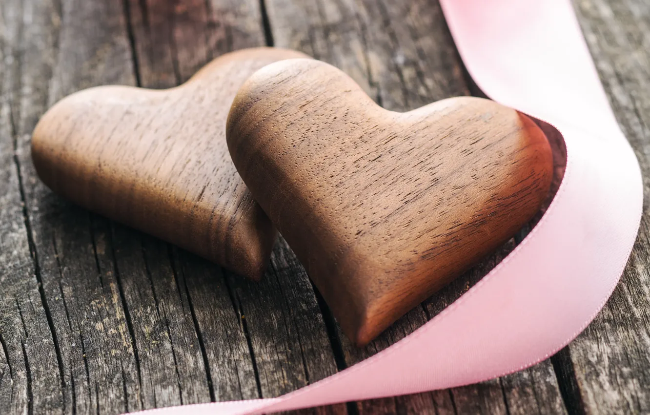 Photo wallpaper tape, hearts, love, wood, romantic, hearts, wooden, valentine's day