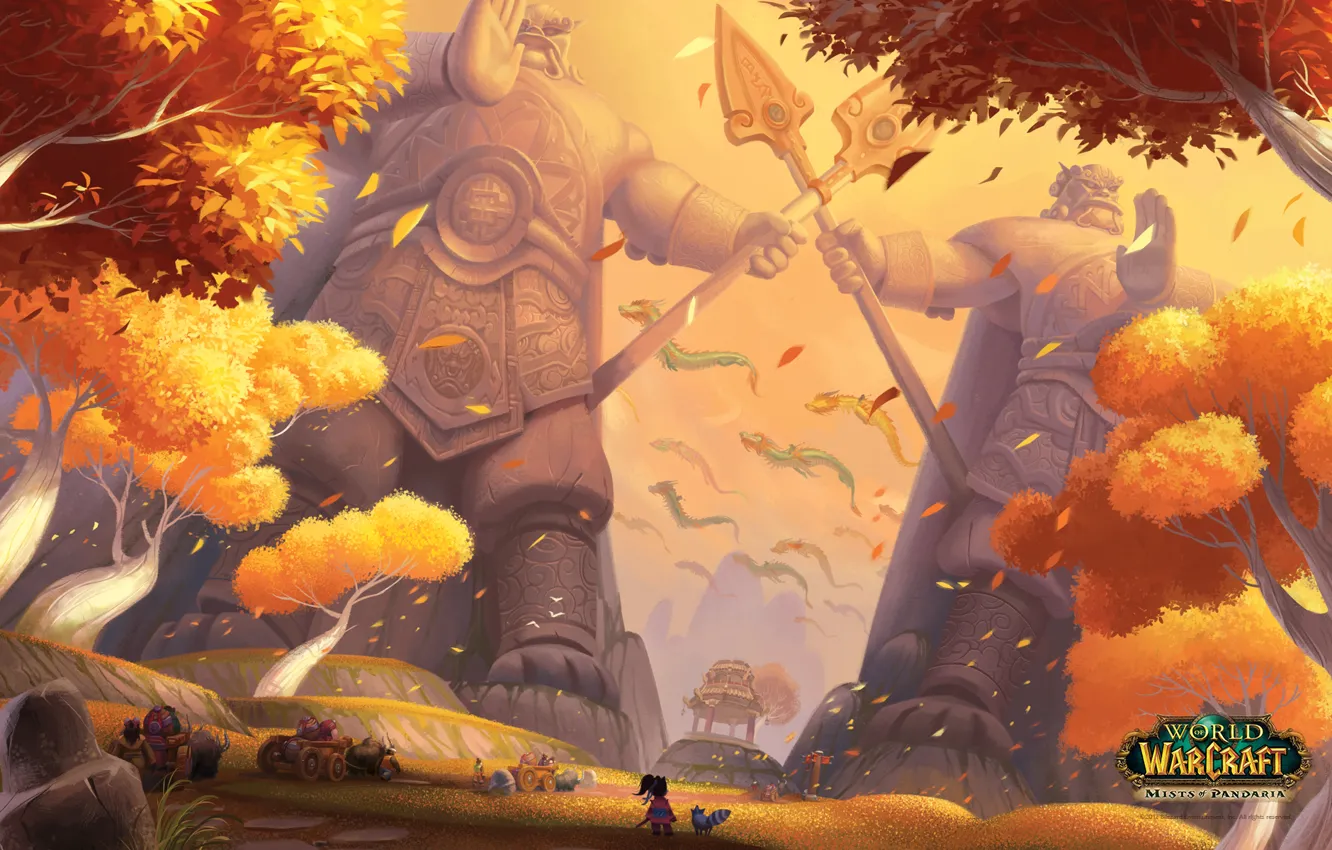 Photo wallpaper the gates, guardians, World of Warcraft Mists of Pandaria