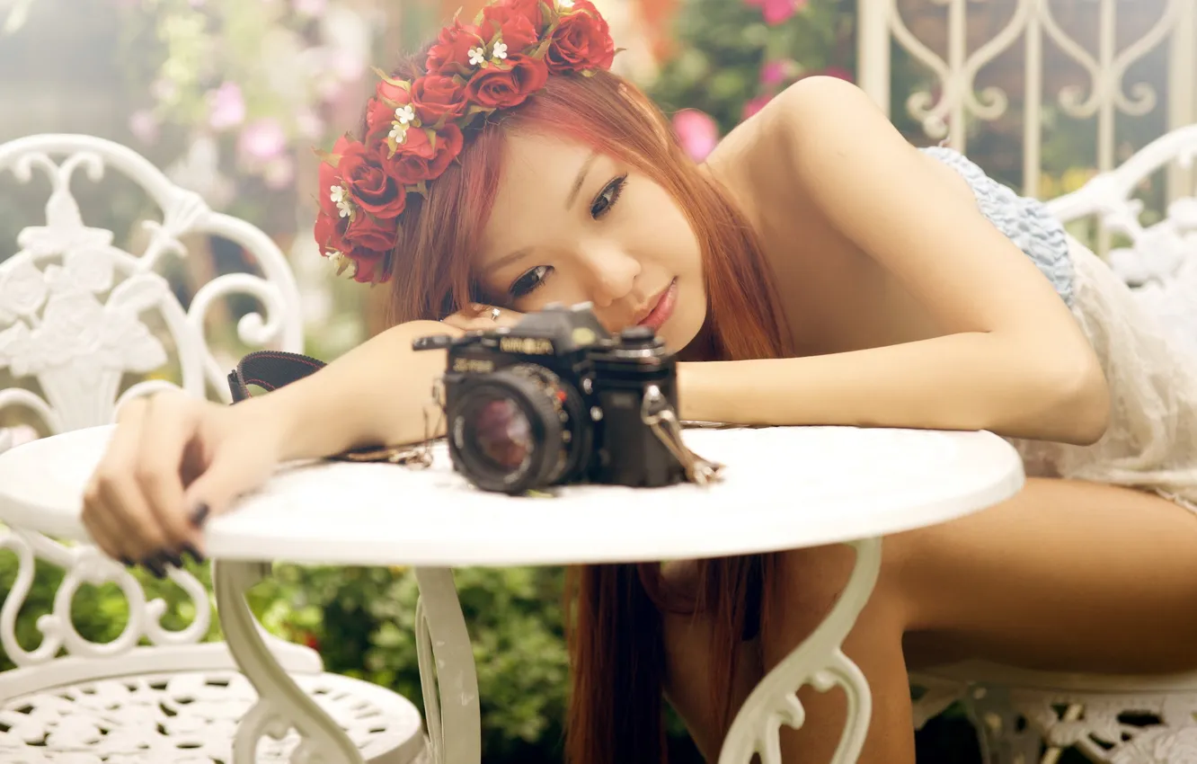 Photo wallpaper girl, Asian, Channelle Yeo, Minolta