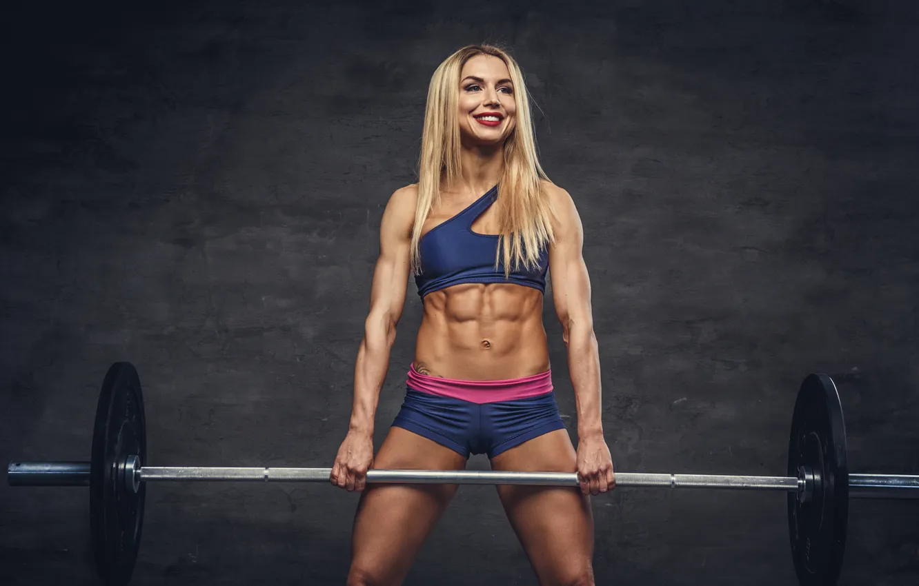 Photo wallpaper power, blonde, fitness, abs