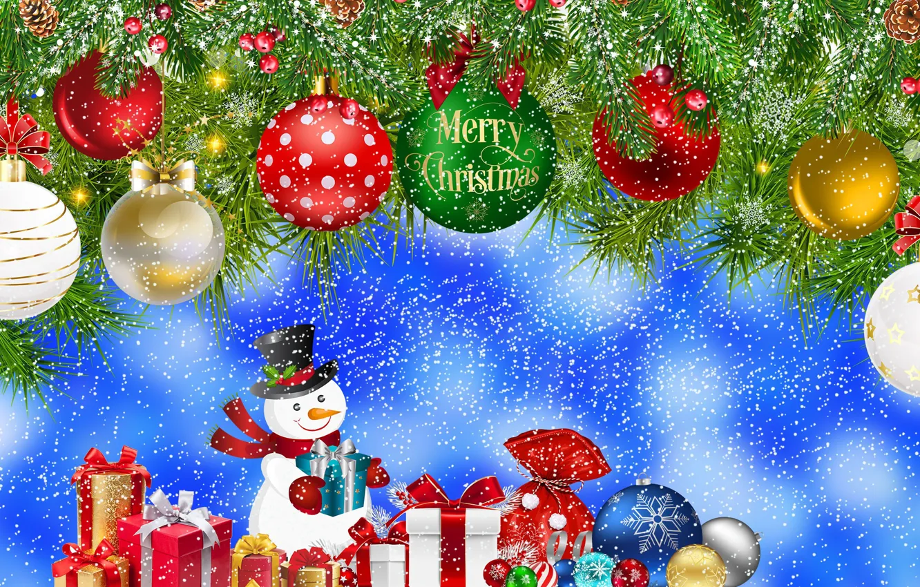 Photo wallpaper Graphics, Christmas, Bombki, New Year