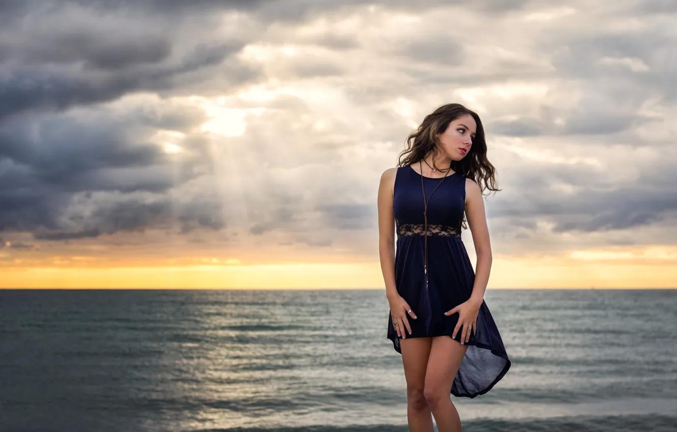 Photo wallpaper summer, girl, dawn, dress, beauty