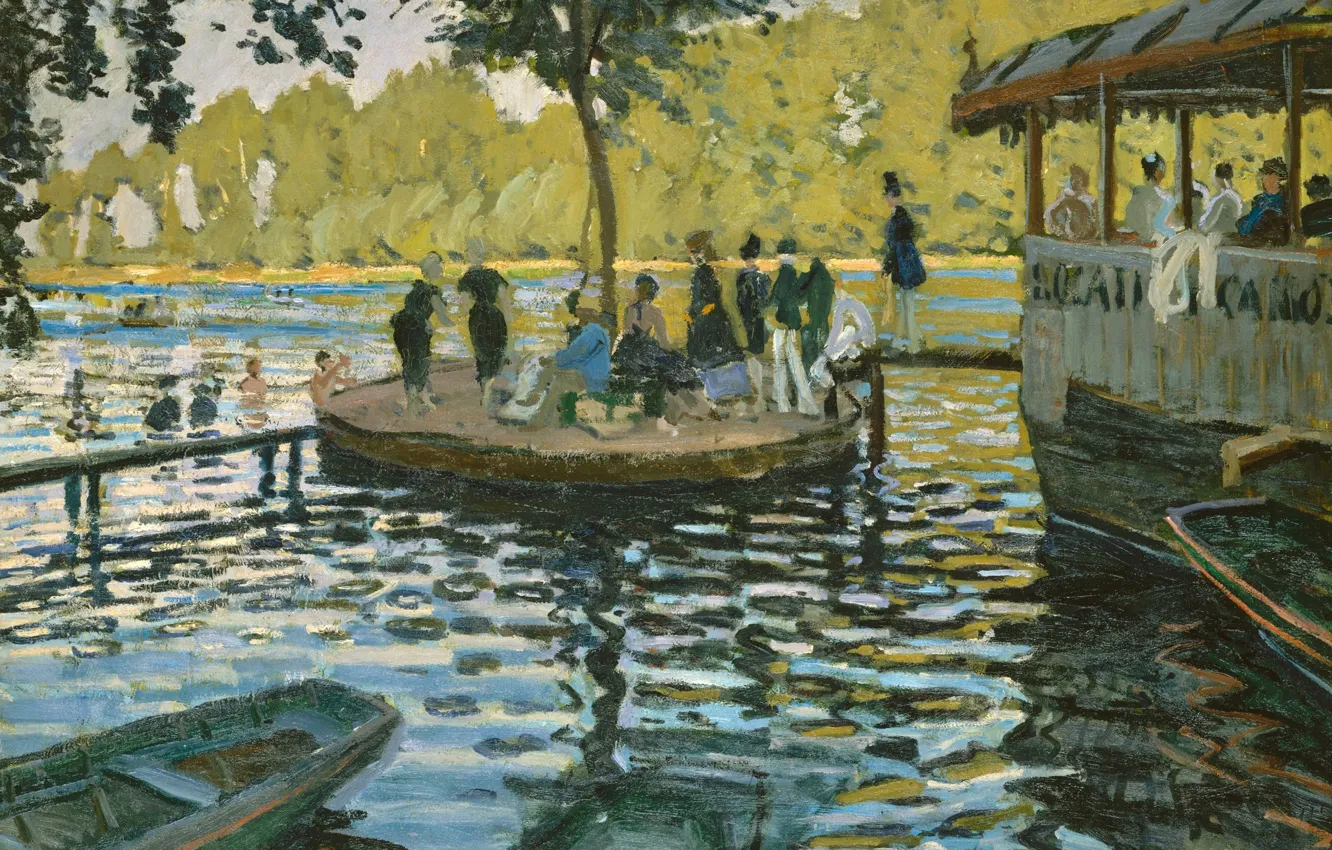 Photo wallpaper landscape, people, picture, Claude Monet, genre, The Grenouillere
