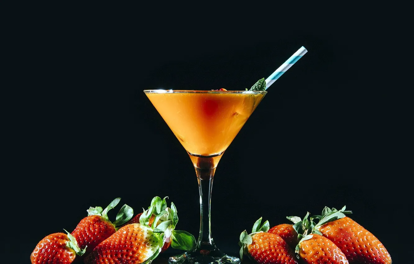Photo wallpaper strawberry, cocktail, drink