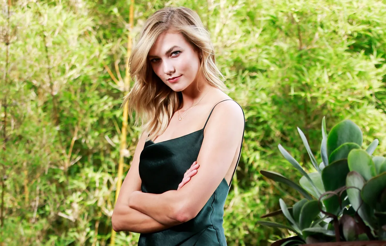 Photo wallpaper roof, look, pose, model, plant, makeup, figure, model