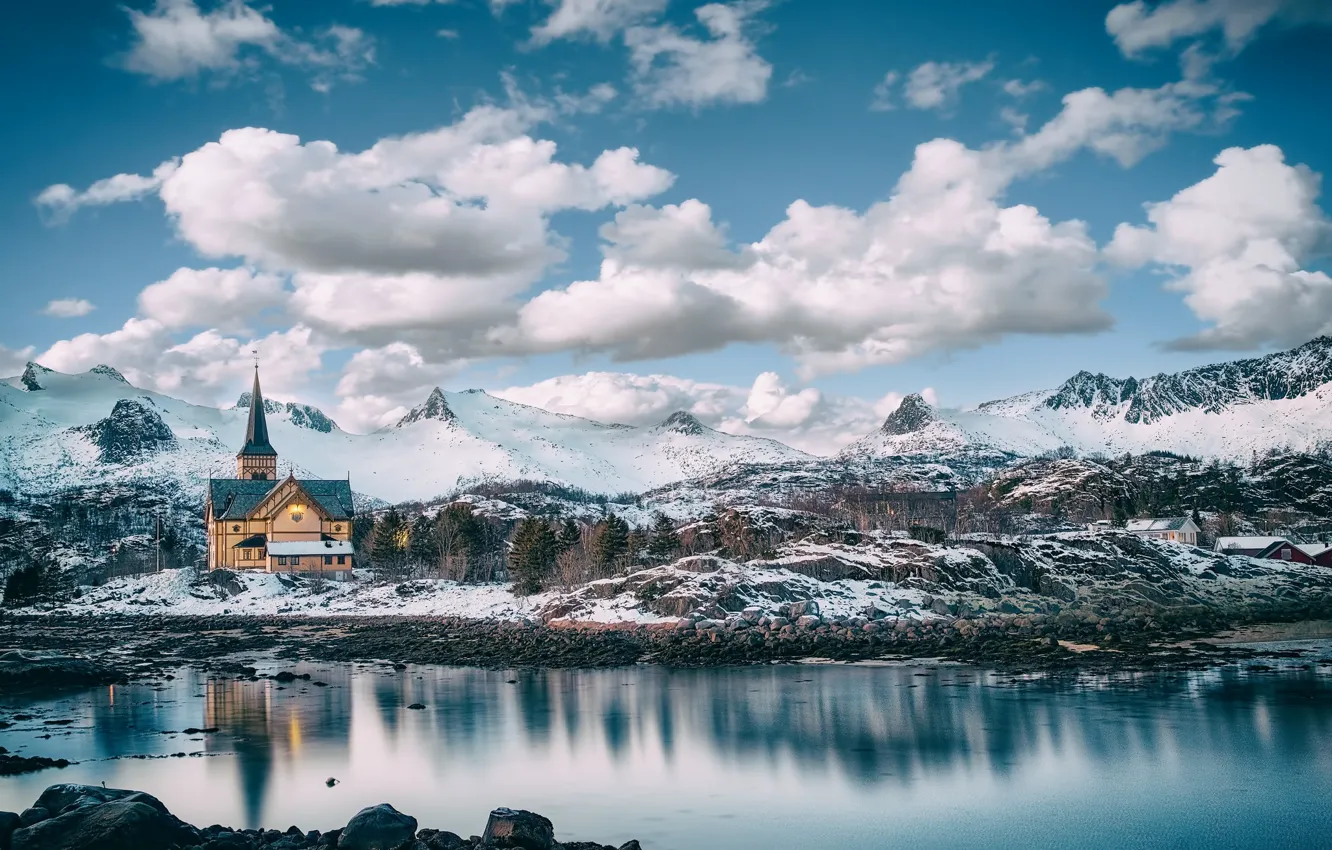 Photo wallpaper Norway, Church, Lofoten