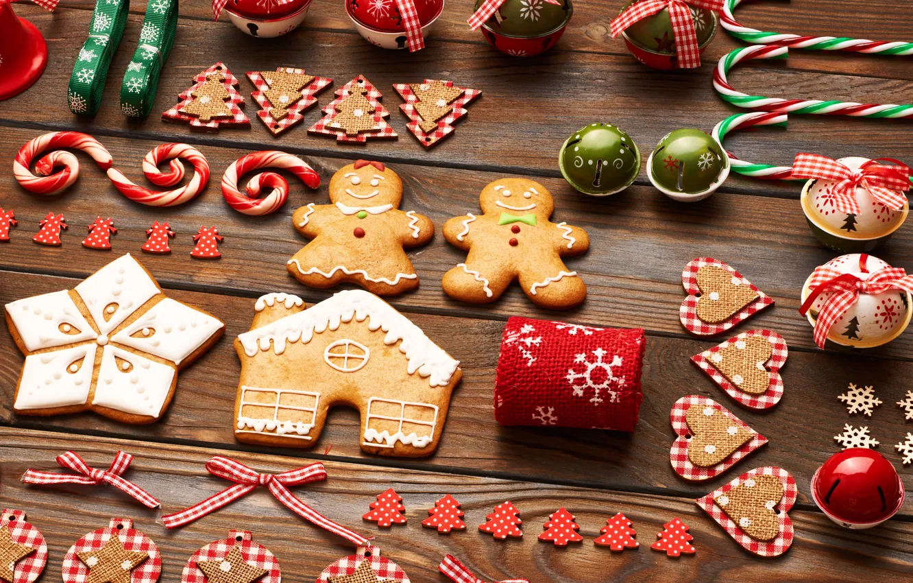 Photo wallpaper Christmas, merry christmas, cookies, decoration, gingerbread