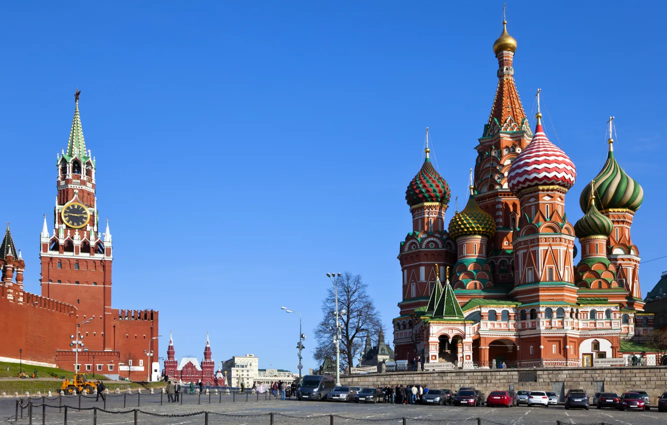 Photo wallpaper city, area, Moscow, The Kremlin, St. Basil's Cathedral, Russia, Russia, Moscow