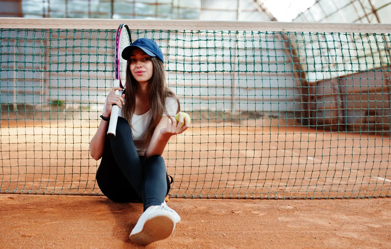 Photo wallpaper girl, young, player, Tennis, sporty, tennis racket