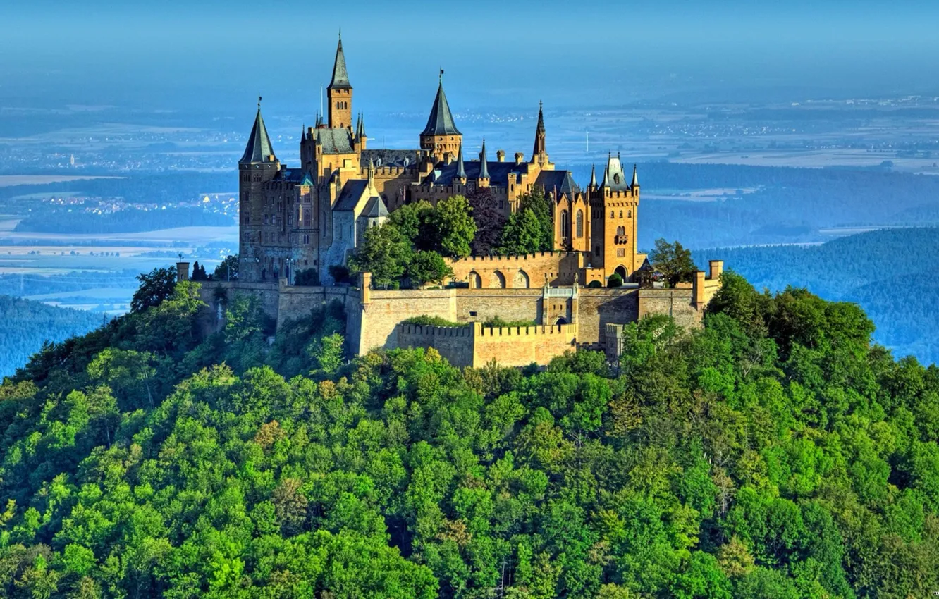 Photo wallpaper the sky, mountains, castle