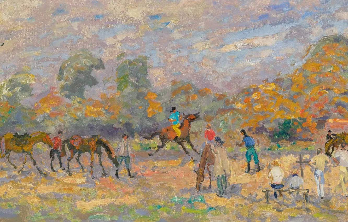 Photo wallpaper horse, picture, genre, Andre Hamburg, Andre Hambourg, The Lesson Of The Canter