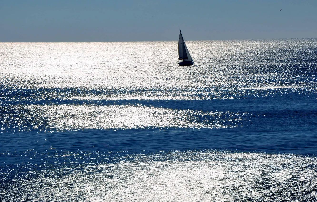 Photo wallpaper sea, landscape, boat
