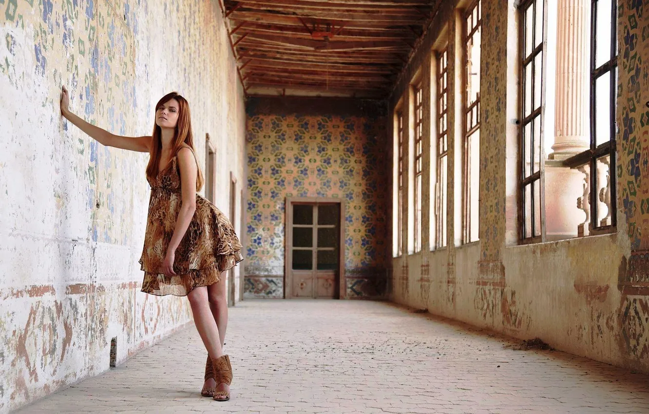Photo wallpaper girl, dress, young, beautiful, model, posing, long-haired
