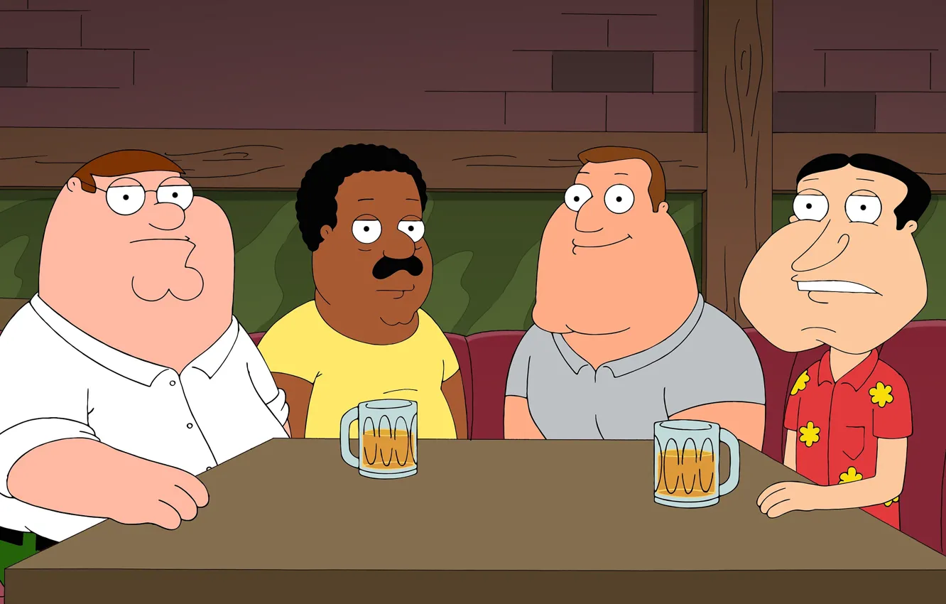 Photo wallpaper Table, Beer, Bar, Family guy, Family Guy, Cartoon, Brown, Cleveland