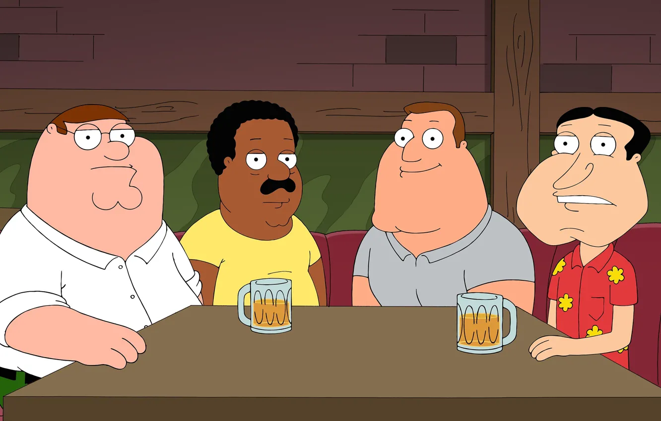 Photo wallpaper table, cartoon, beer, bar, Family guy, brown, the cartoon series, Family Guy