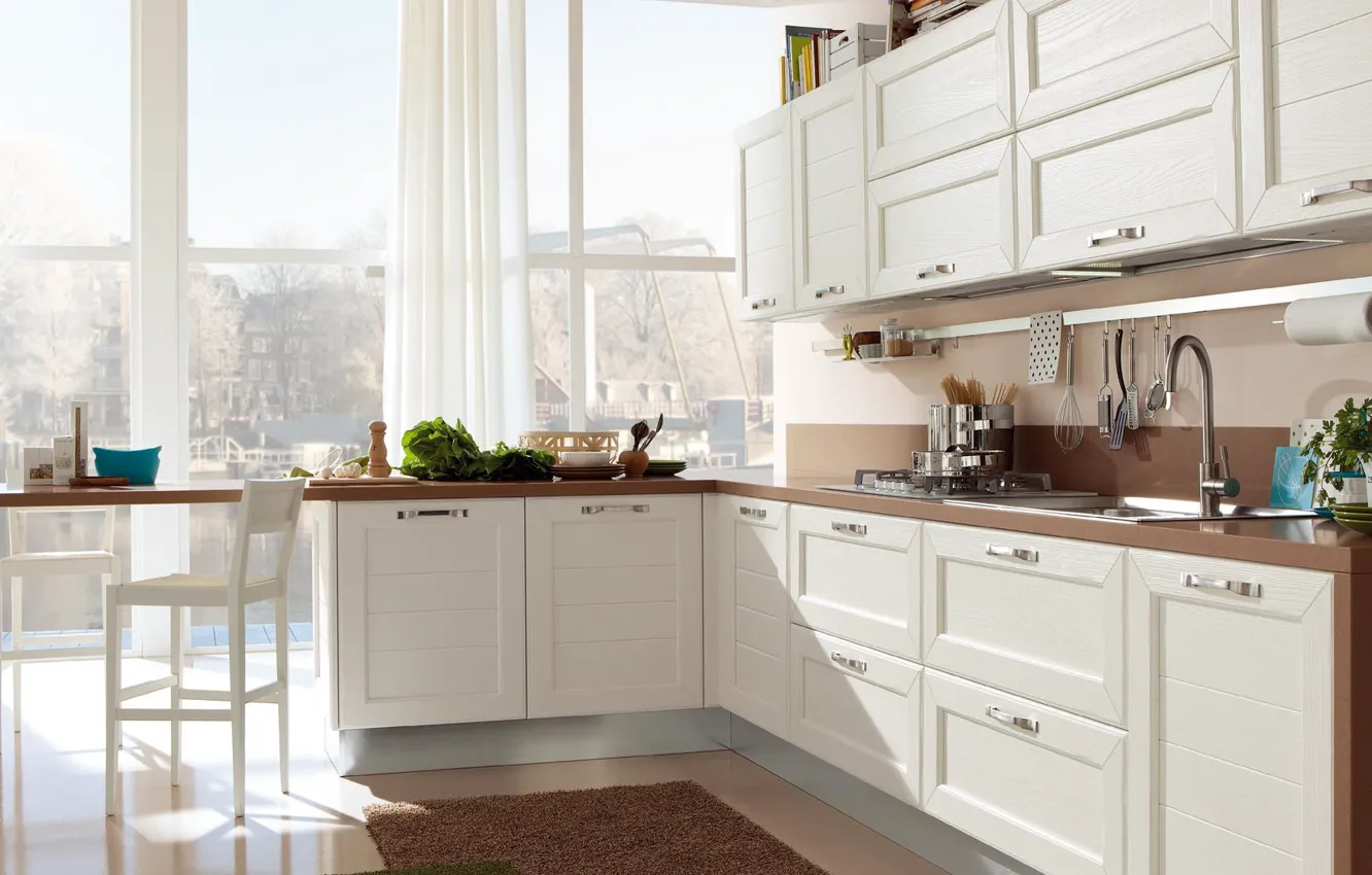 Photo wallpaper style, interior, kitchen, dining room, Italian design