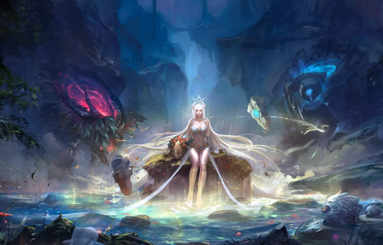 Photo wallpaper girl, nature, magic, the wizard, League of legends, Janna, Storm's Fury