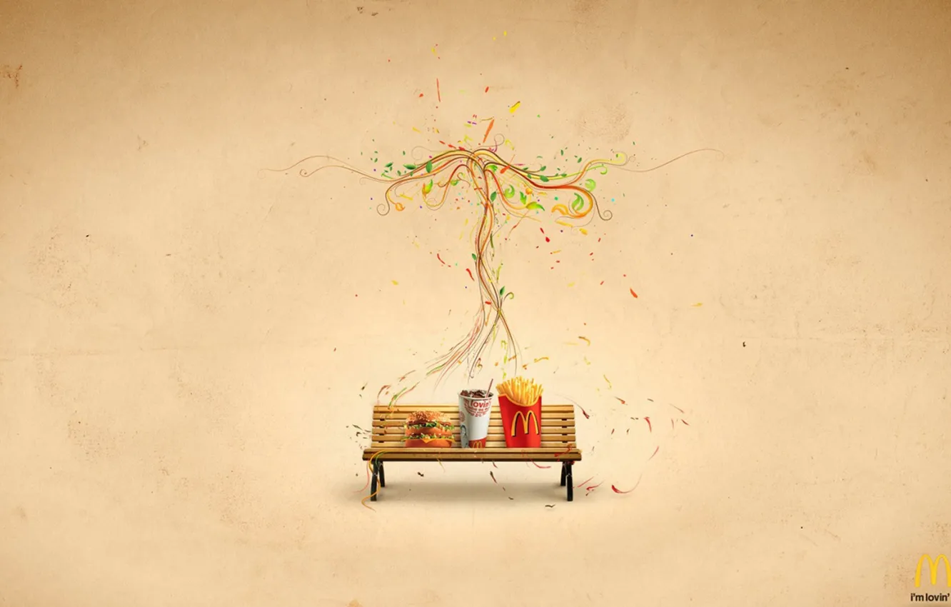 Photo wallpaper water, shop, McDonald's, hamburger, potatoes