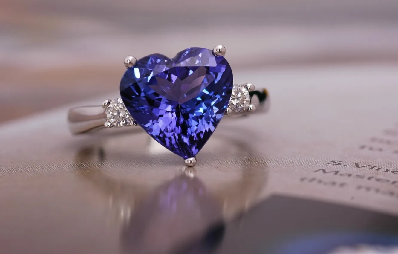 Photo wallpaper decoration, stones, ring, sapphire