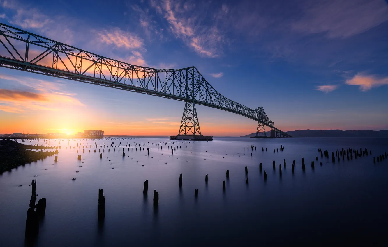 Photo wallpaper United States, Oregon, sunset, Columbia River, Uniontown