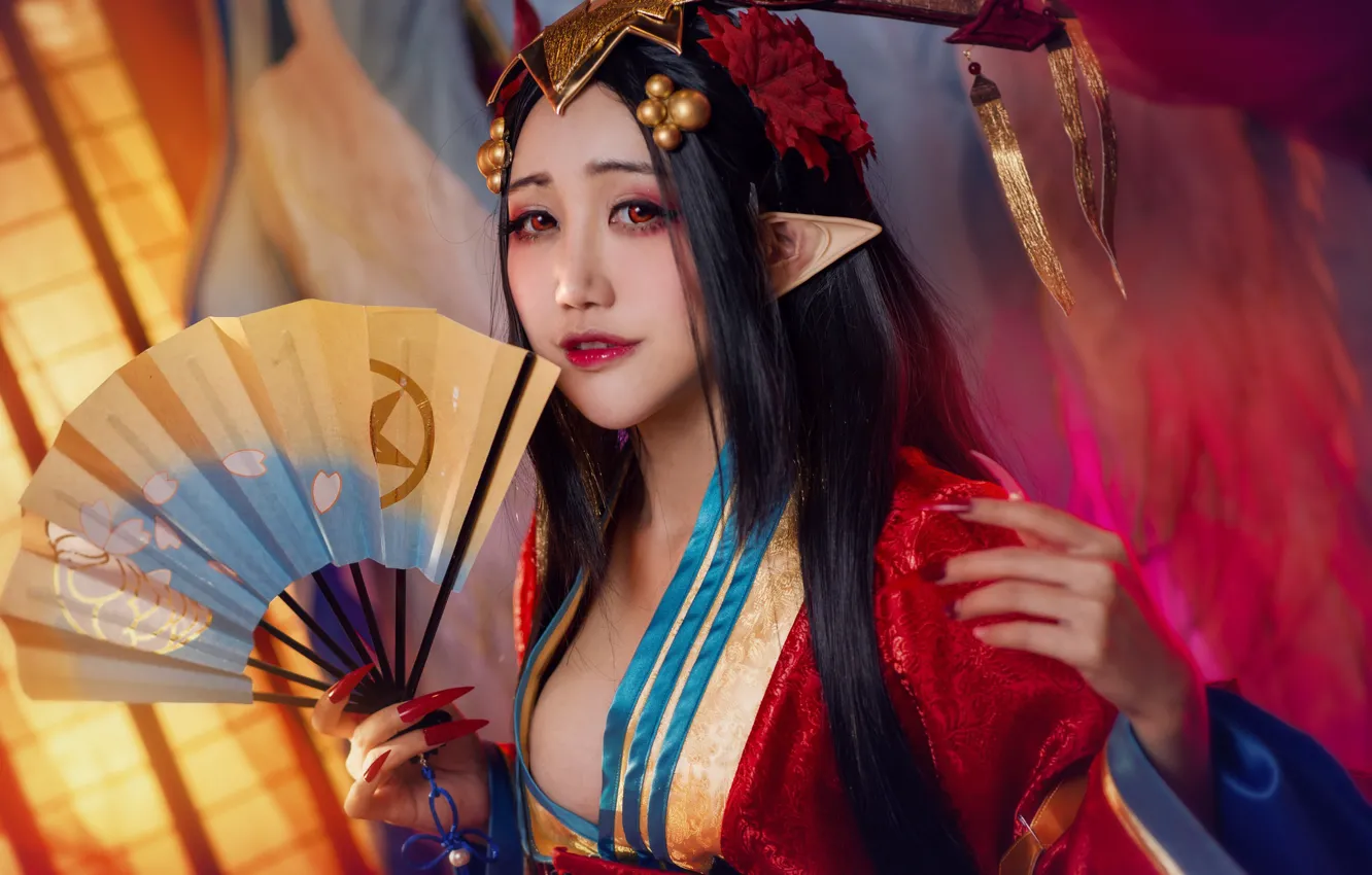 Photo wallpaper look, girl, face, pose, style, background, elf, portrait